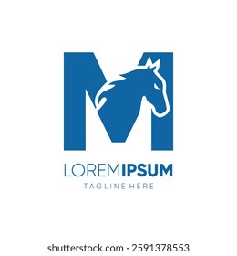 Letter M Initial Horse Logo Design Vector Icon Graphic Emblem Symbol Image Illustration 