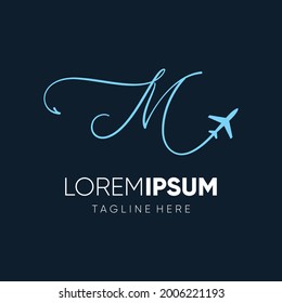 Letra M Logotipo inicial de avión Jet Diseño Icono Icono Emblema Ilustración Gráfico