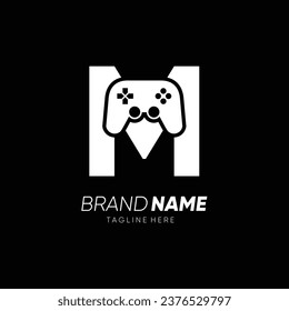 Letter M Initial Joy Stick Controller Game Logo Design Vektorsymbol Grafik Emblem Illustration