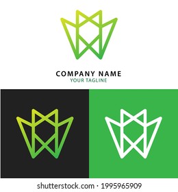 Letter M initial logo design with green gradient color. isolated on white background