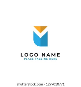 letter m initial logo template. negative space initial m with simple owl bird shape vector design