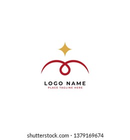 letter m initial logo template wavy scratch with sparkle star vector illustration design.