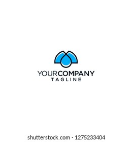 letter M initial logo water drop vector