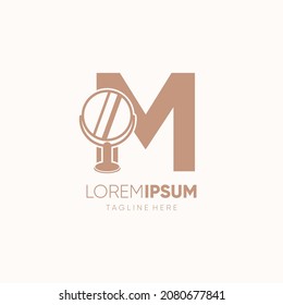 Letter M Initial Mirror Logo Design Icon Graphic Emblem Illustration Background Template