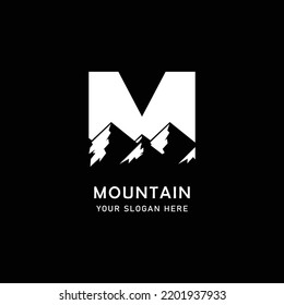 Letter M Initial Mountain Logo Design Vector Template Inspiration