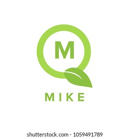 Letter M Initial. Natural Logo Circle. Logo Vector Template