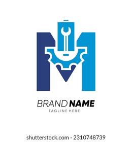 Letter M Initial Phone Service Mobile Logo Design Vector Icon Graphic Emblem Illustration 