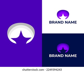 letter m initial with star logo design for miracle concept vector illustration