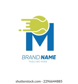 Letter M Initial Tennis Ball Logo Design Vector Icon Graphic Emblem Illustration