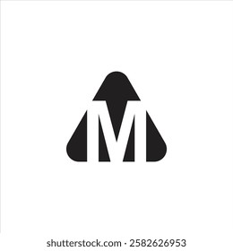 Letter M initial unique art icon logo design vector monogram, M inside triangle shape and modern branding business identity concept.