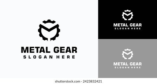 Letter M initial vector logo design with industrial gear accent.