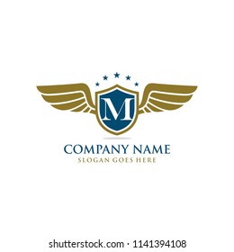Letter M initial wing logo design