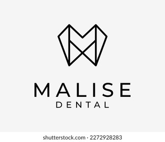 Letter M Initials Abstract Dental Teeth Dentist Tooth Geometric Line Luxury Icon Vector Logo Design