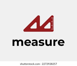 Letter M Initials Measurement Ruler Measure Scale Tool Instrument Simple Minimal Vector Logo Design