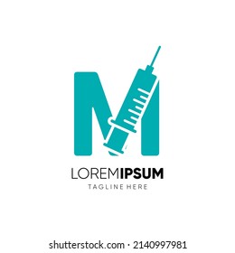 Letter M Injection Logo Design Vector Icon Graphic Emblem Illustration 