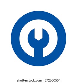 letter m inside circle logo vector. wrench logo.