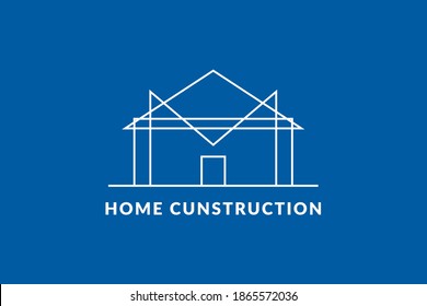letter M inside home. minimalist monogram for building and construction logo