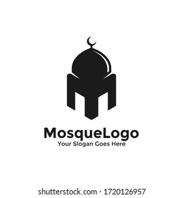 Letter M for islamic logo vector, creative muslim design, simple mosque logo design