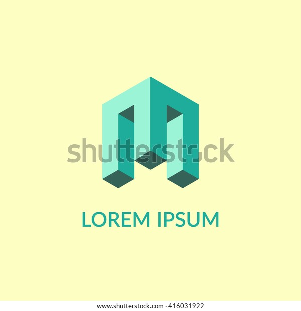 Letter M Isometric Logo Design Stock Vector (Royalty Free) 416031922