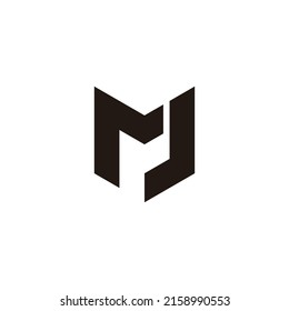 Letra M, J y símbolo geométrico simple vector de logotipo