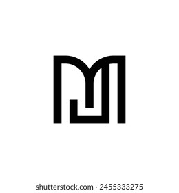 letter M and J square simple vector logo symbol