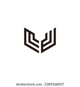 Letter M J technology geometric symbol simple logo vector