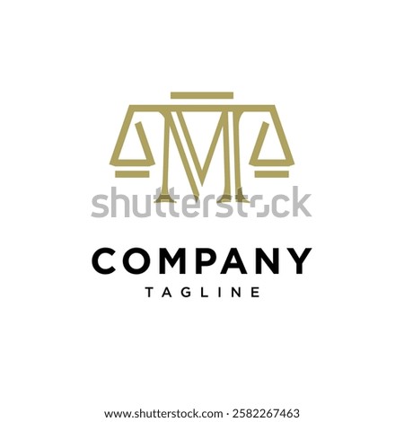 Letter M Justice Scale Logo Icon Vector