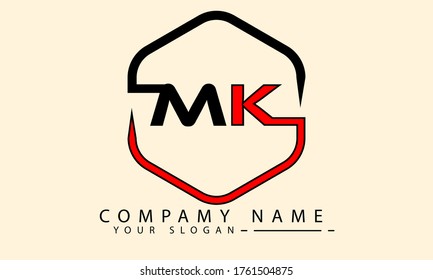 Logo de la letra M y K o concepto de símbolo inicial de MK vectores de alfabeto gráfico