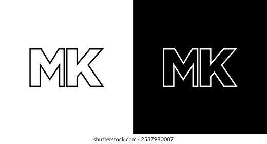 Letra M y K, Plantilla de diseño de logotipo MK. Logotipo inicial basado en monograma mínimo.