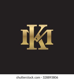 Letter M And K Monogram Golden Logo