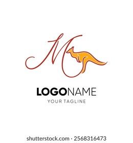 Letter M Kangaroo Logo Design Vector Icon Graphic Emblem Illustration