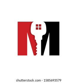 Letter M With Key Logo Vector 001