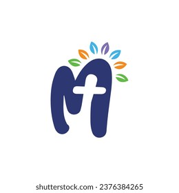 Letter M Kids Church Logo Design Template Inspiration, Vector Illustration.