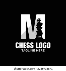 Buchstabe M King of Schach Logo Design Vorlage Inspiration, Vektorgrafik.