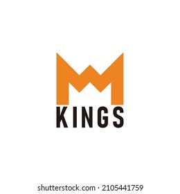 letra m corona king espacio negativo vector