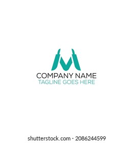 diseño del logotipo de la navaja M de letra
