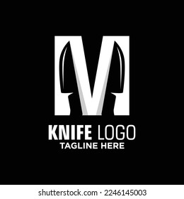 Letter M Knife Logo Design Template Inspiration, Vector Illustration.