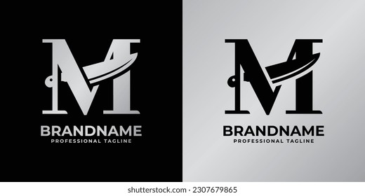 Letter M Knife Logo, Suitable for any business related to knife with M initial.