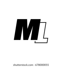letter M and L logo overlapping black negative