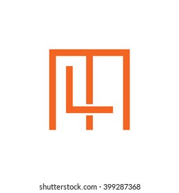 letter M and L monogram square shape logo orange