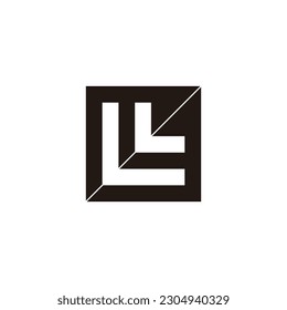 Letter m and L number 3 square, triangles  geometric symbol simple logo vector