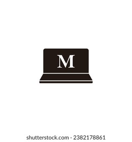 Letter M in laptop geometric symbol simple logo vector