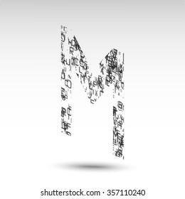 Letter "M" of the Latin alphabet. Vector illustration.