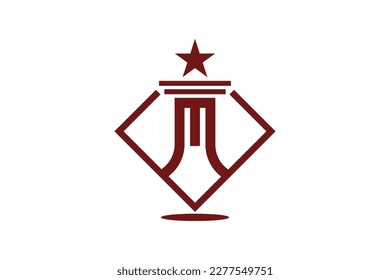 letter M law firm with rectangular and star logo design template element icon vector 
suitable for business in the legal field