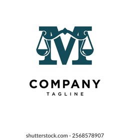 Letter M Law Scale Logo Icon Vector