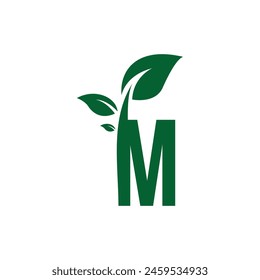 Letter M Leaf Branch logo icon vector template.eps