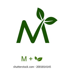 Letter M with a leaf concept. Very suitable in various natural business purposes also for icon, symbol, logo and many more.