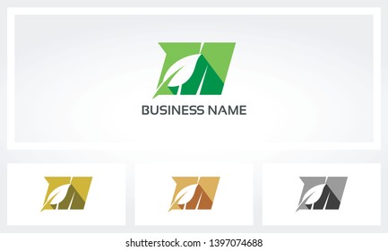 Letter M Leaf Environment Natural Logo