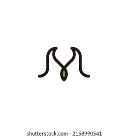 Letter M leaf geometric symbol simple logo vector
