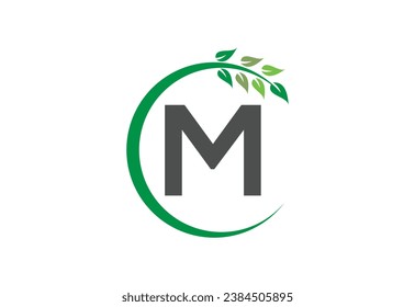 Letter M leaf growth logo icon design symbol
